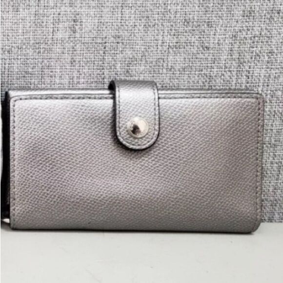 Coach Pewter Gray Leather Wallet with Monogram Lining - Picture 1 of 6